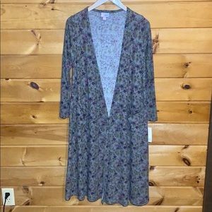 NWT Lularoe gray floral Sarah duster cardigan